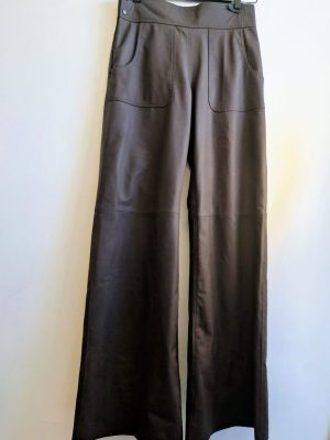 Nubuck Leather Wide Trousers