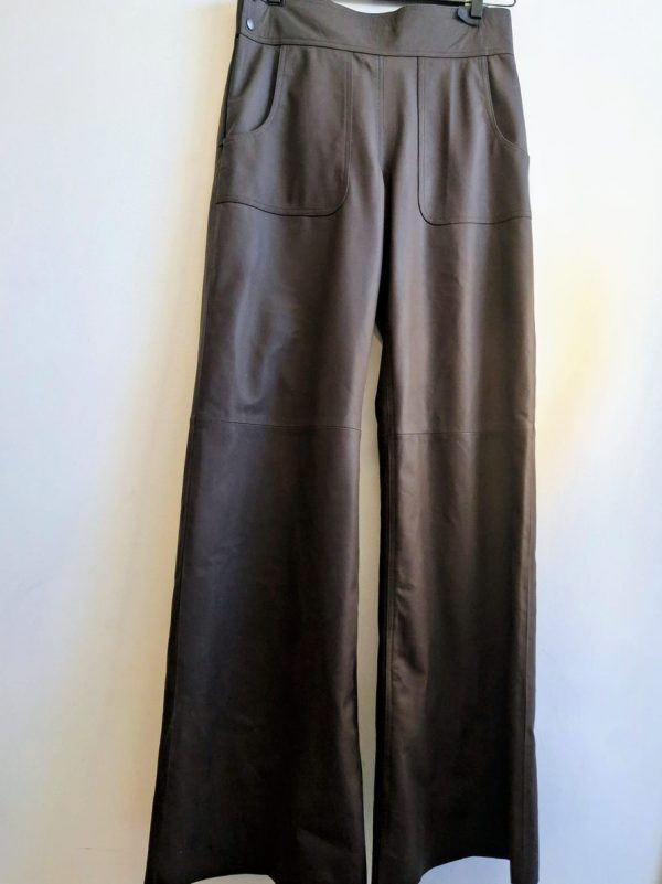 Nubuck Leather Wide Trousers