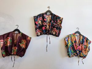 Silk Frida Kharlo Draw String Front Pocket Blouse