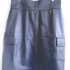 The High waist big pocket leather mini skirt